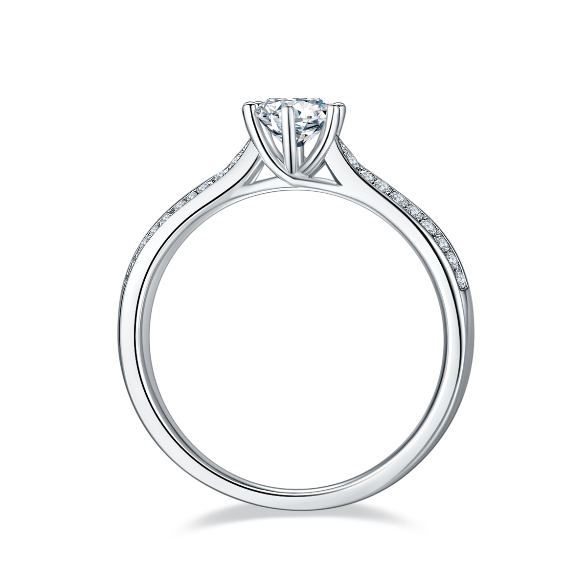 Deluxe Starry Queen S925 Silver Plated Platinum Moissanite Women's Ring 50 Points D-Class